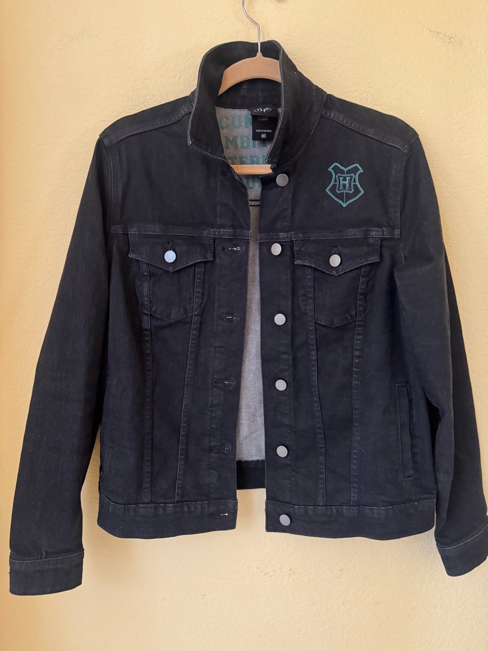 Harry Potter Slytherin Denim Jean Jacket Black - Size MEDIUM